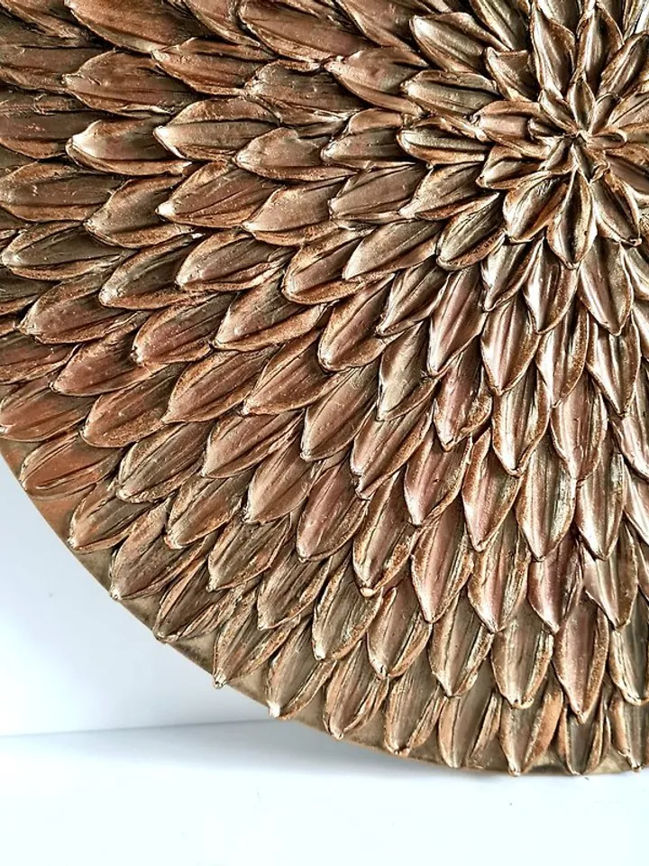 Bronze texture wall art 35 cm, Round wall decor, Abstract artwork, 3D Wall paint