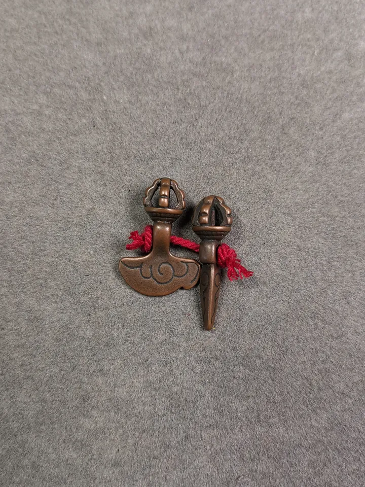 Gandhanra Antique Tibetan Amulet Pendant,Mini Phurba and Kartika(knife of the dakinis) ,for Prayer Bead Counter,Mala Accessories