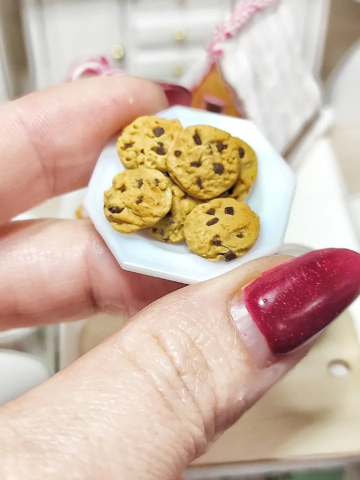 Christmas treat for santa claus - chocolate chip cookies for dolls - food for barbie - realistic miniature - Christmas
