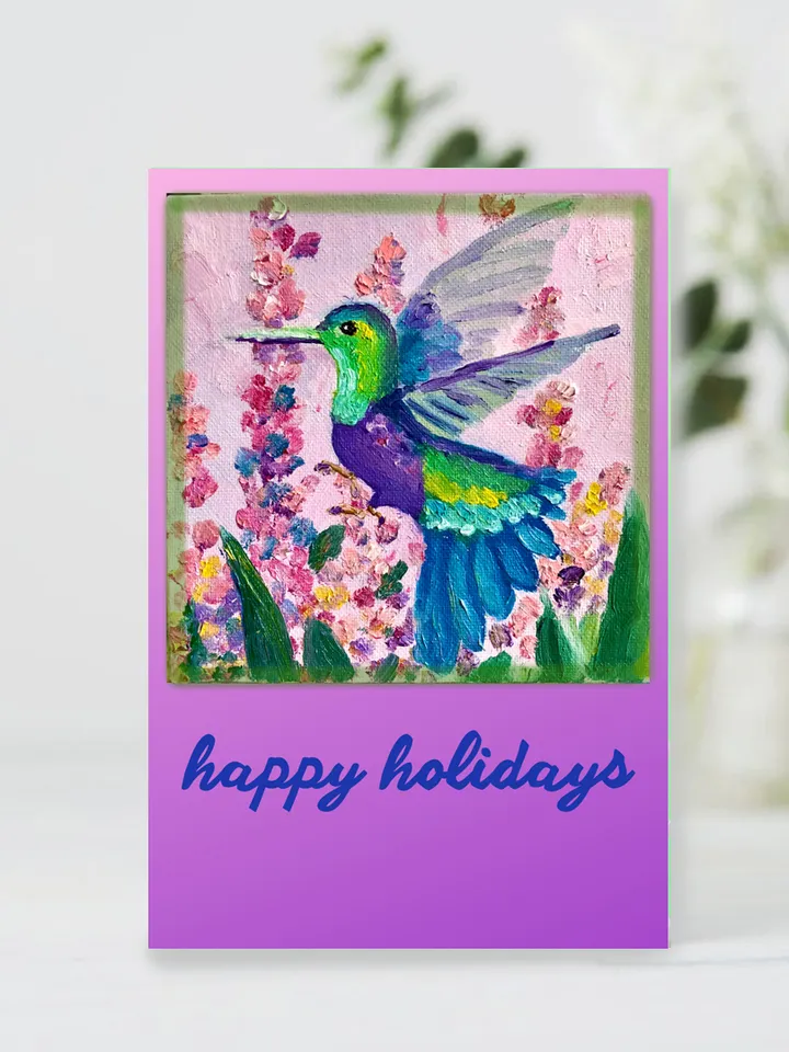 Happy Holiday Printable Bird Card, Hummingbird Greeting Card, Cute Postcard, Instant Digital Download