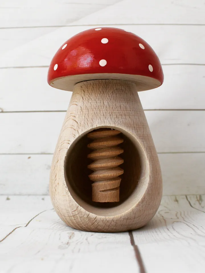 Montessori wooden toy, Wooden mushroom fly agaric, Natural learning toy