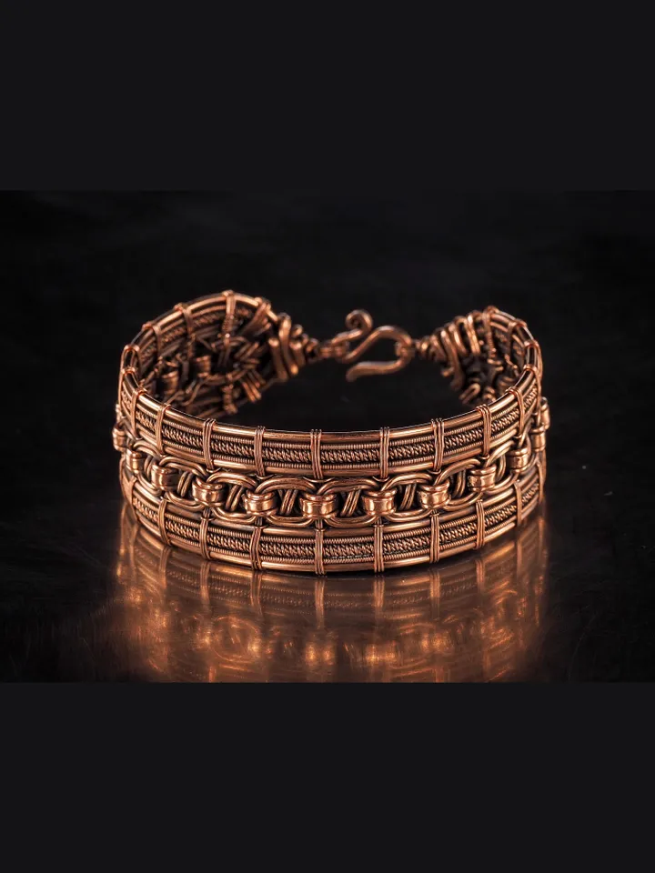 Handmade copper bracelet Unique wire wrapped metal bangle Antique style jewelry