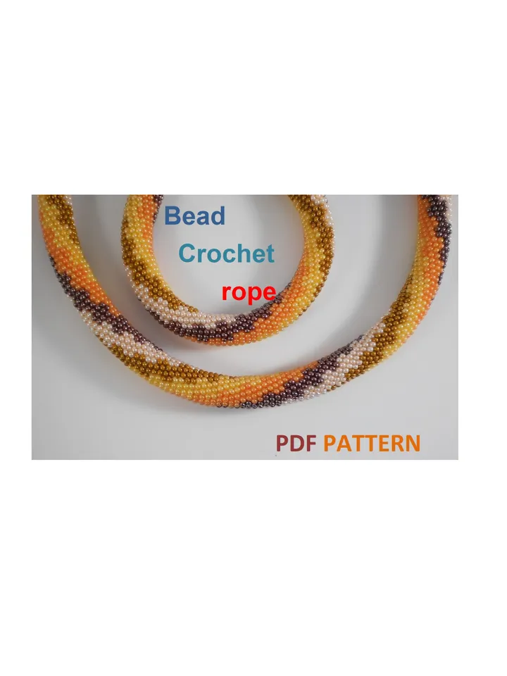 Bead crochet rope pattern «Nodules» necklace and bracelet, DIY, Instant Download, PDF fail