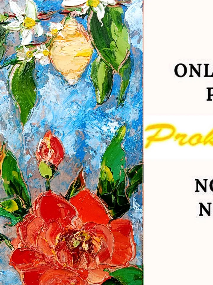 Lemon Painting Fruit Original Art Impasto Oil Painting Christmas Gifts Italy Poppy Small Artwork 6 by 6 by Art ProkopaloSv