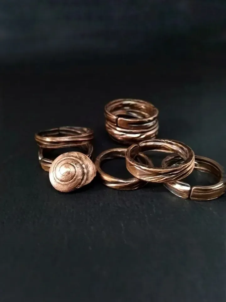 Rustic Copper Ring Textured Copper Band Ring for Men 7th Anniversary Gift Alternative Engagement Ring