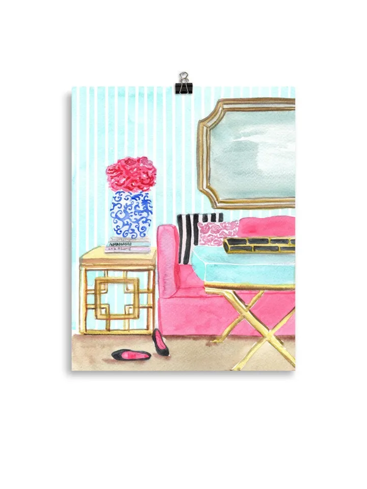 Chinoiserie Interior Painting Print, Ginger Jar Print, Sketch Art, Chinoiserie Chic Art, Pagoda Wall Art, Housewarming Gift, Sketch Art
