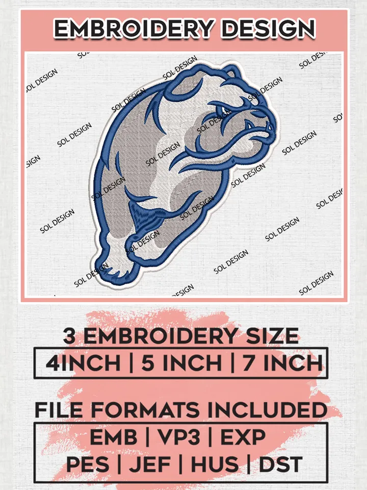 Drake Bulldogs NCAA Football Team Mascot Logo embroidery designs, NCAA Drake Bulldogs Logo Machine embroidery files, NCAA Team Logo embroidery designs, NCAA Game Day Machine embroidery designs, Digital Download
