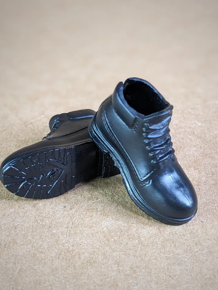 Classic black hiking boots for 1/6 scale male dolls