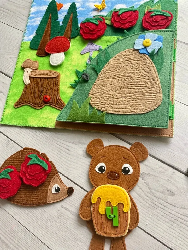 Forest Animals Quiet book Pattern PDF, Felt book pattern, Soft sensory book template, Quiet book sewing ideas for kids 2, 3, 4 year old