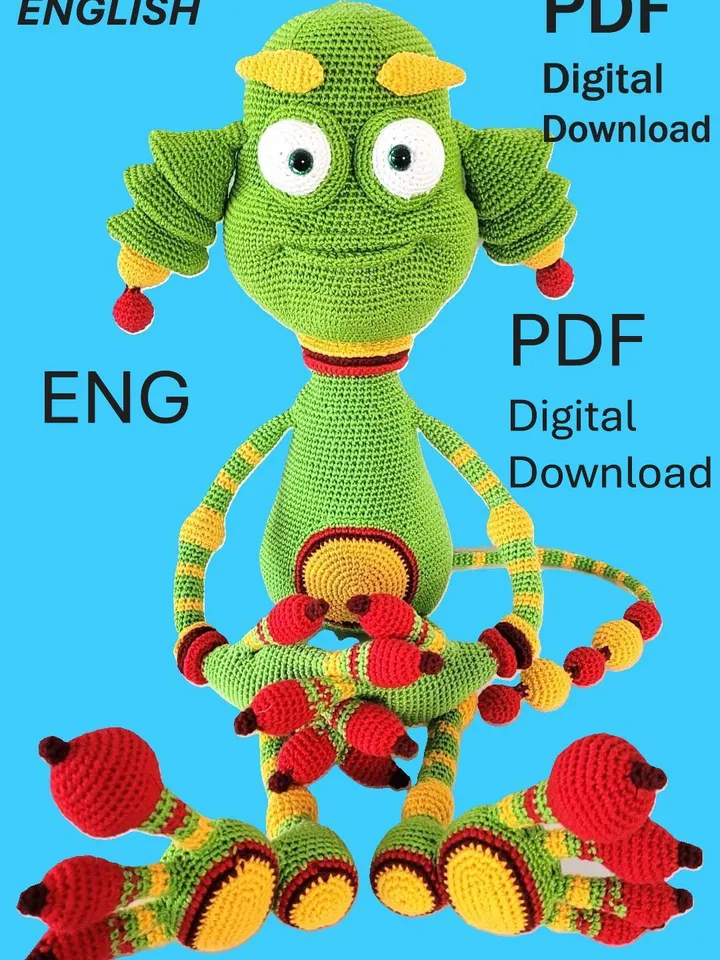 PDF Crochet pattern ALIEN/MONSTER with movable eyes and eyebrows