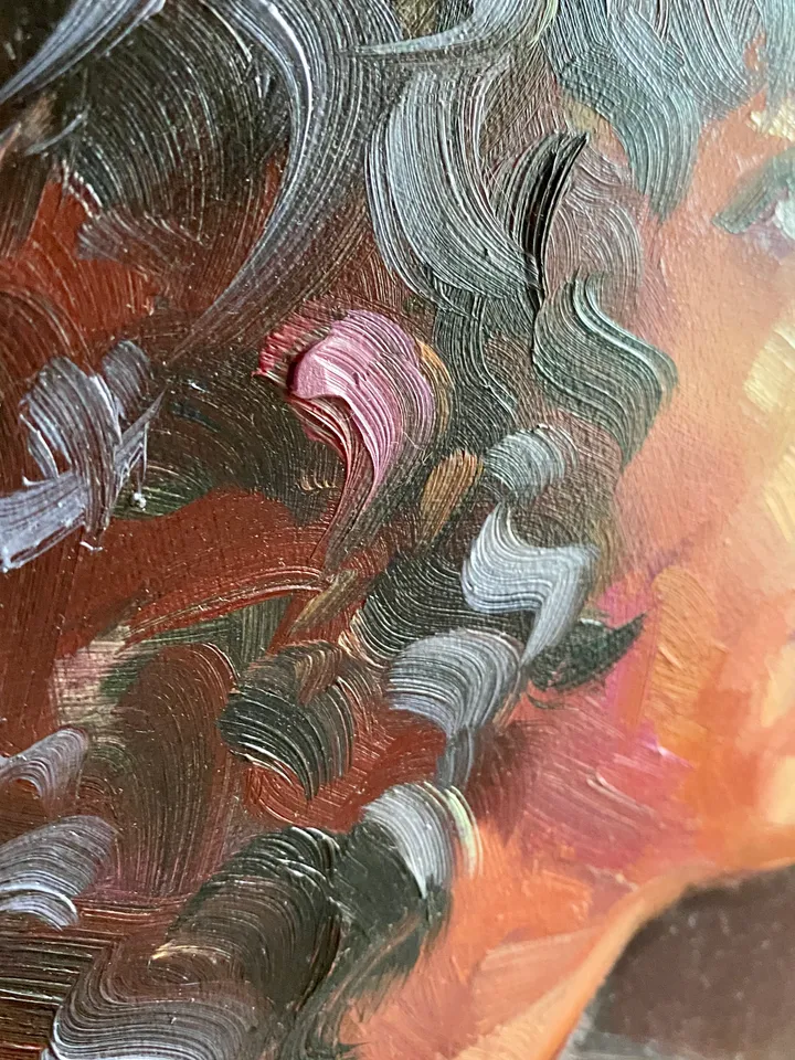 Woman Portrait Painting Original Female Image Artwork Oil On Panel 8x8 In