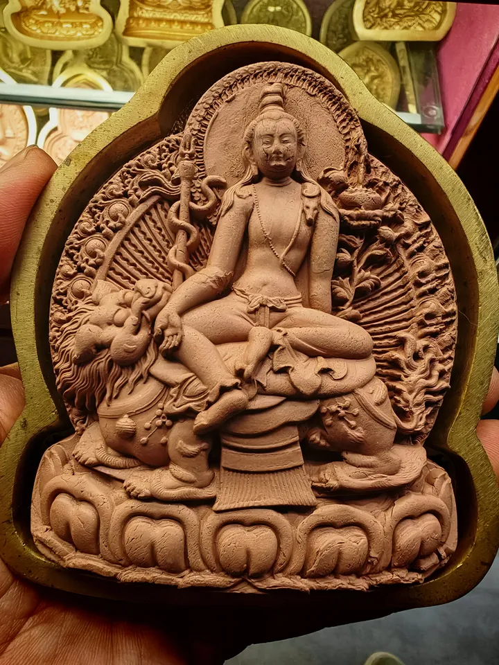 Simhanada Avakokitesvara Tsa Tsa Mold, Seng Ge Dra Chenrezig,Gandhanra Handmade Tibetan Buddha Statue Mould,the Lion's Roar,12 × 10cm