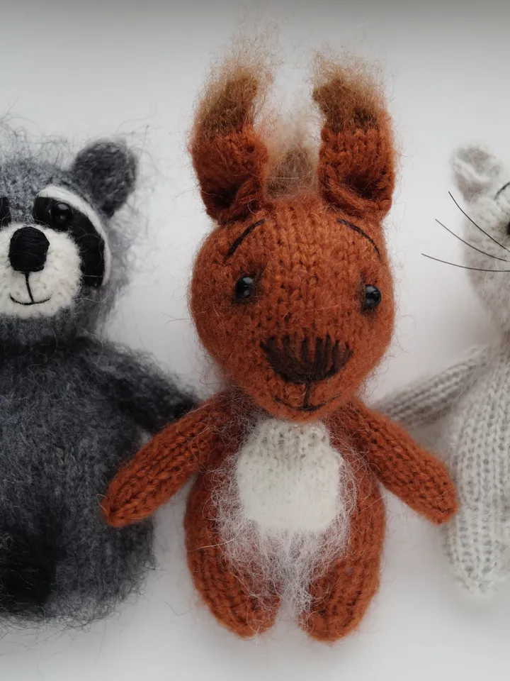 Three toys pattern!!! Set of three. Raccoon, Mouse and Squrrel knitting pattern.