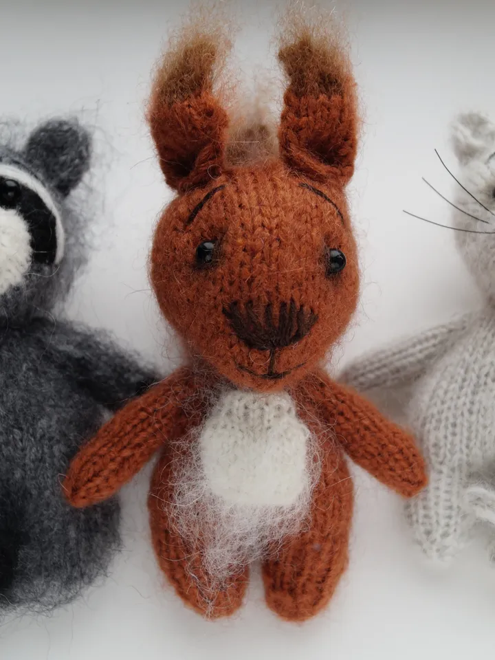 Three toys pattern!!! Set of three. Raccoon, Mouse and Squrrel knitting pattern.