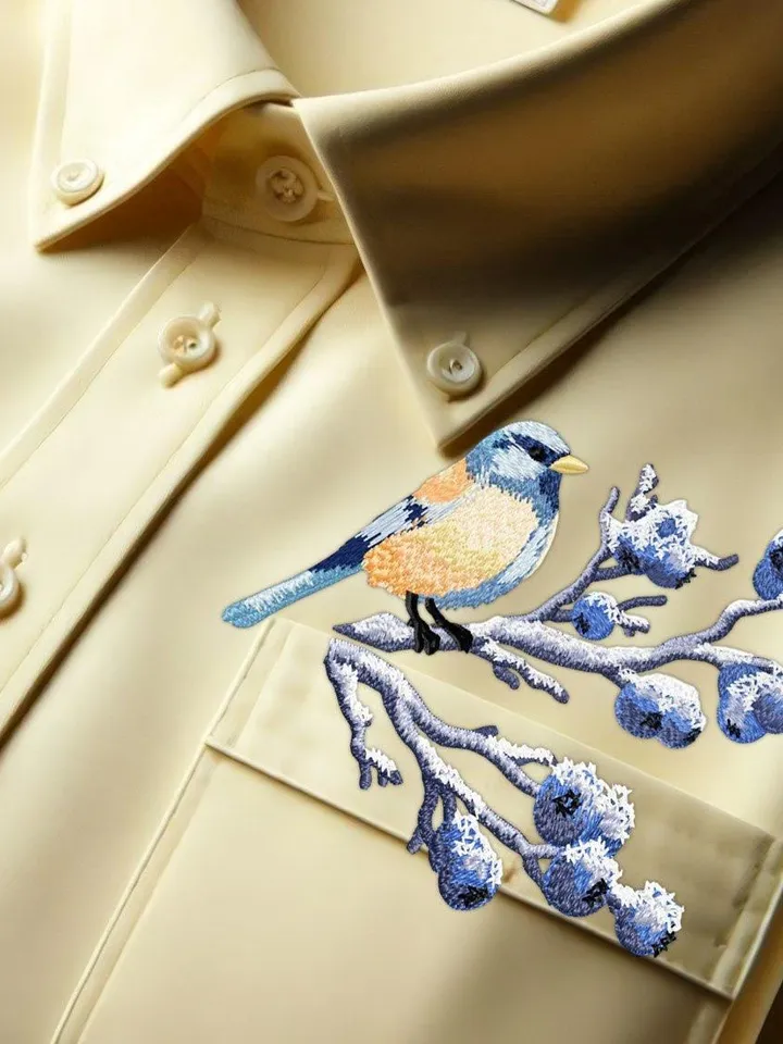 Machine embroidery design &quot;Titmouse and blueberry&quot;