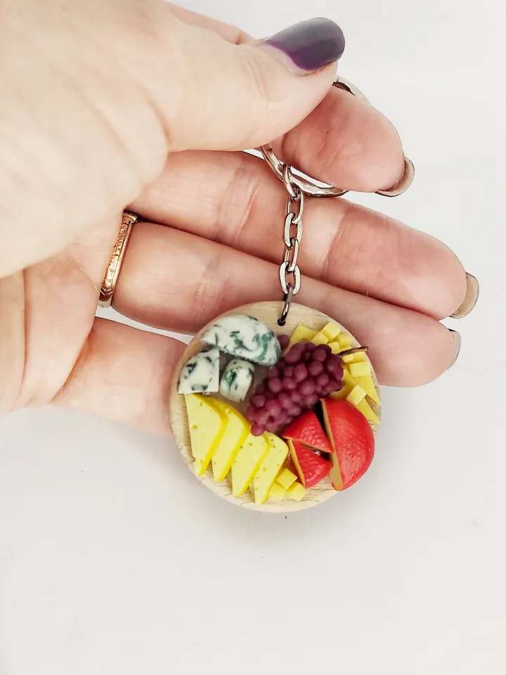 keychain with decor, gift for him, gift for her, gift idea, keychain with cheese, keyrings with decor, bag decor