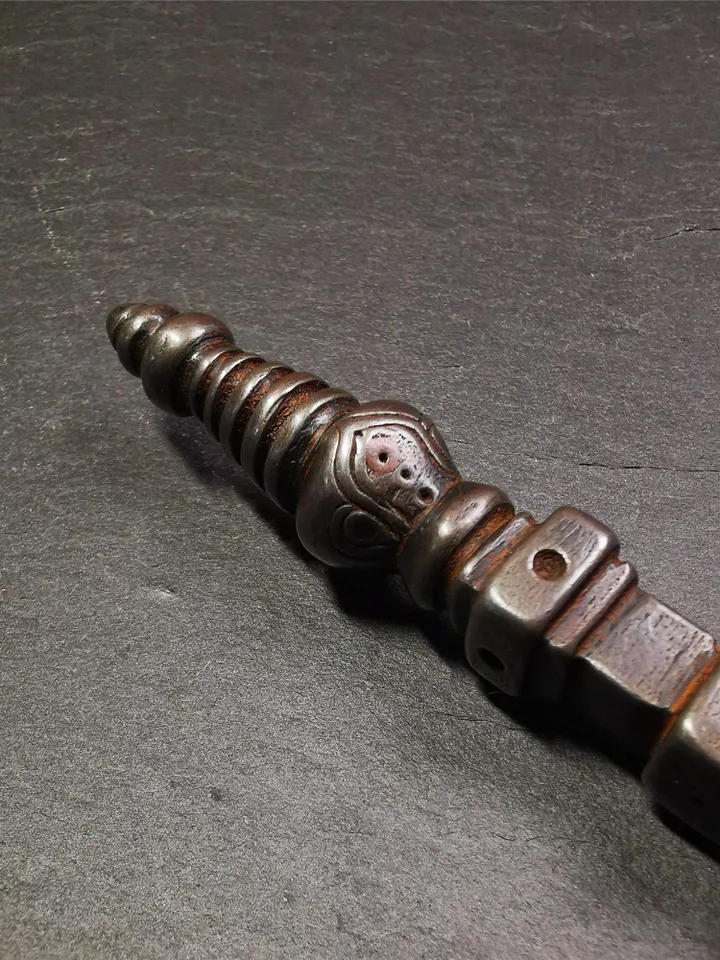 Gandhanra Handmade Tibetan Buddhist Ritual Implement - Kila -Dorje Phurba,Made of Cold Iron inlaid with Copper,7.5"