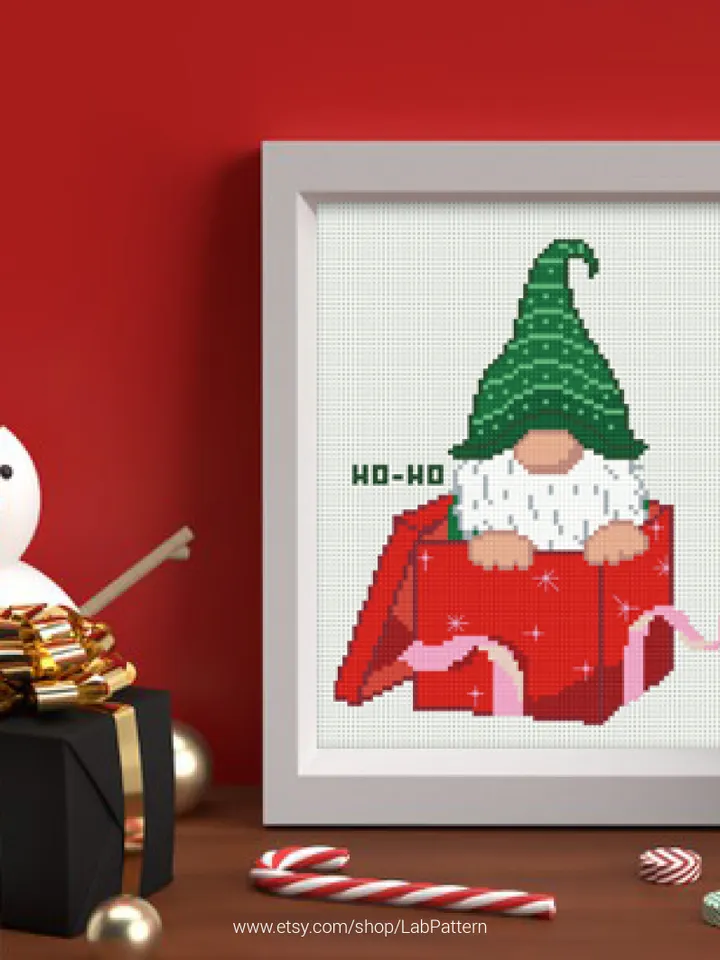 Gnome New Year 2021 Merry Christmas Cross stitch pattern | Embroidery Pattern | Instant Download | Embroidery Designs