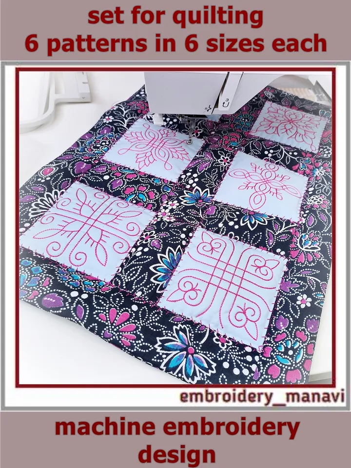 Set of 6 patterns for quilting Machine Embroidery Design by Embroidery Manavi 05