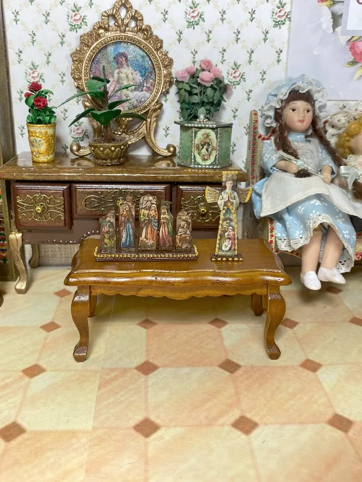 Christmas set. Dollhouse miniature. 1:12. Christmas. Christmas gift. Author's design. Nativity scene.