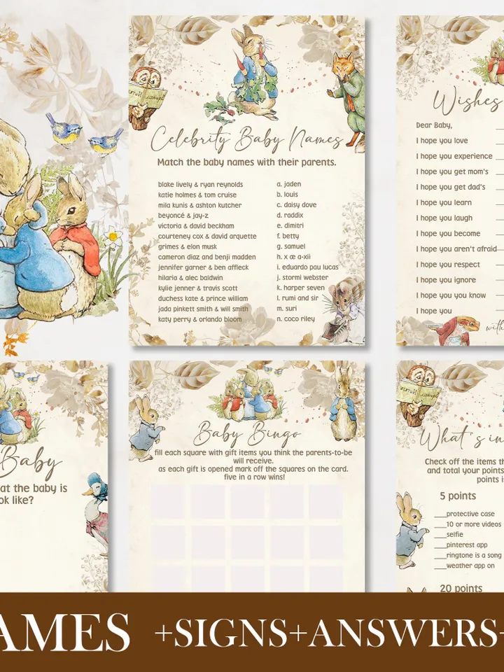 Peter Rabbit Baby Shower Games; Peter Rabbit Inspired; Printable Peter Rabbit Baby Shower Party Games; Peter Rabbit Shower Games; pr3