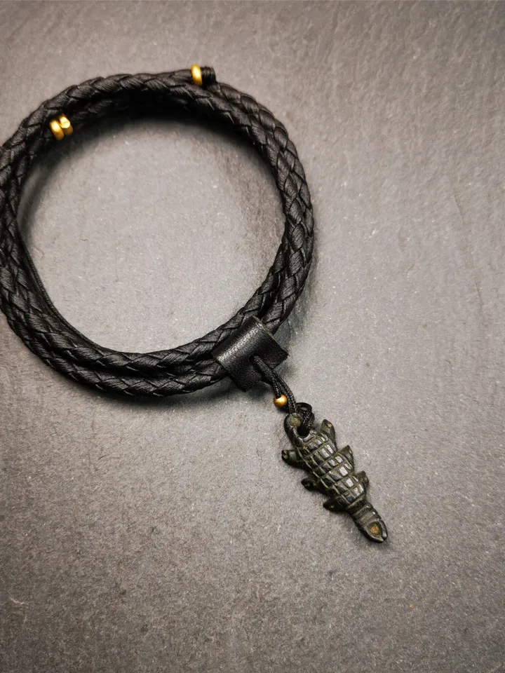 Gandhanra Handmade Tibetan Amulet,Obsidian Carved Scorpion Guru of Padmasambhava Pendant,1.3"