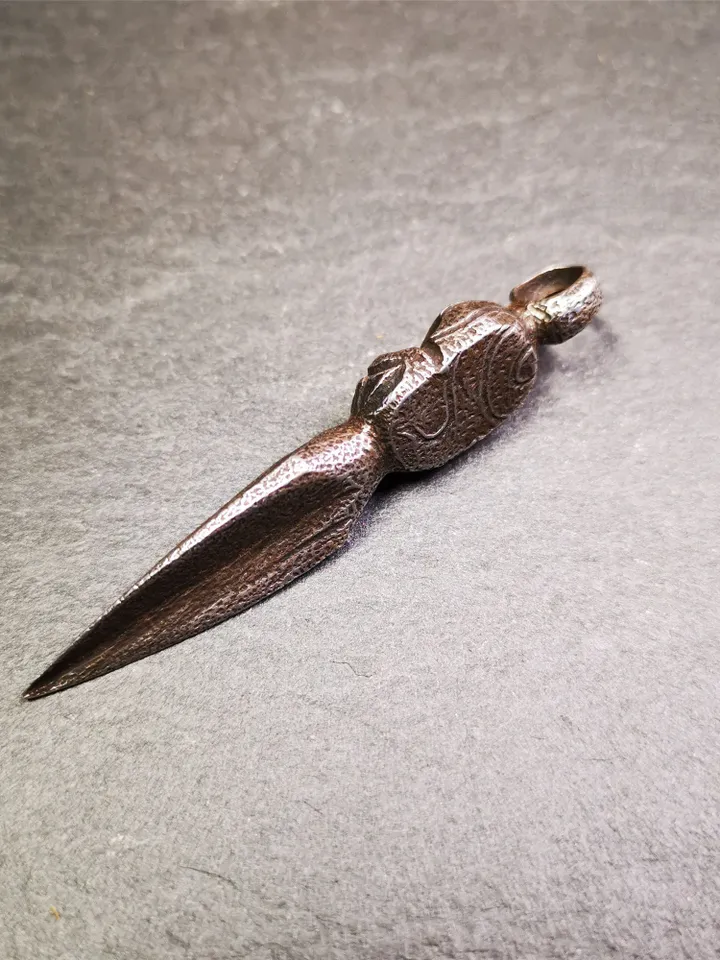 Gandhanra Handmade Skull Phurba Amulet,Kila - Dorje Phurba,Tibetan Budhist Ritual Implement Pendant,Made of Cold Iron,2.48"