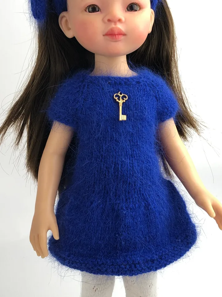Paola Reina Doll 5 ITEMS Set: Exclusive Handmade Outfit - Dress, Sweater, Tights, Shoes, Hairband - Freedom for Ukraine