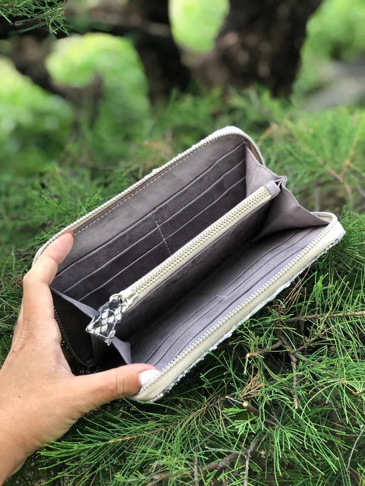 Genuine Python Skin Wallet | Money Wallet Genuine Leather Big Unisex | Python Leather Wallet Organizer Gray Woman | Money Documents Holder