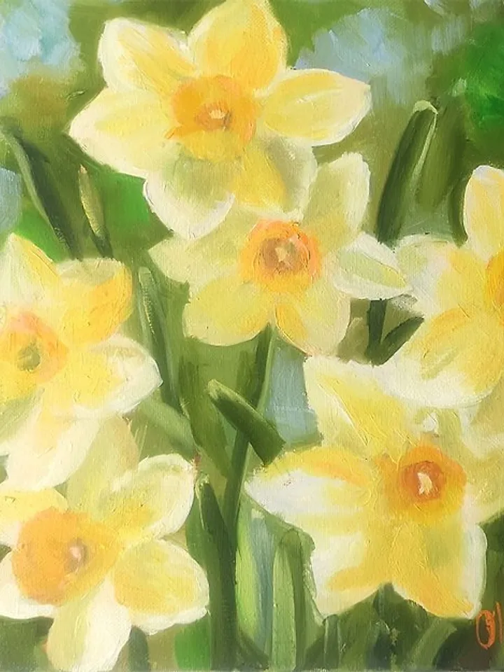 Narcissus Painting Daffodil Original Watercolor Floral Wall Art Small Flower Art