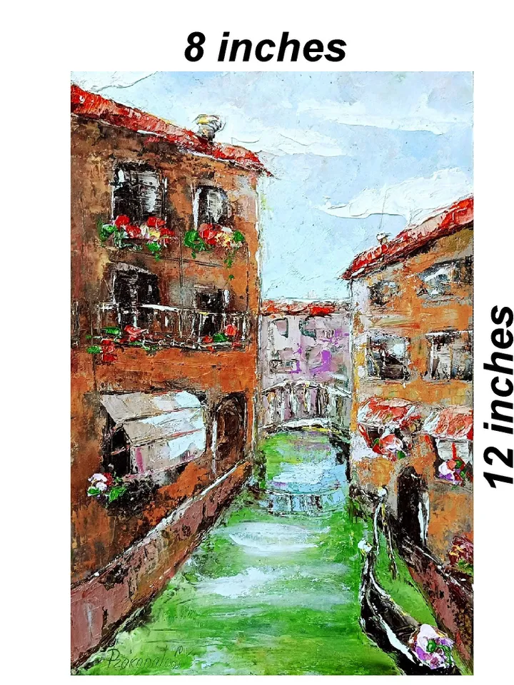 Venice Painting Original Art Italy Impasto Oil Painting Seascape Coast Impasto by ArtProkopaloSv
