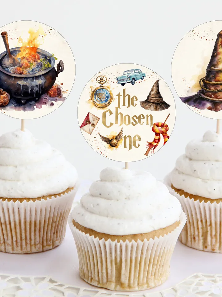 Editable Cupcake Topper Label Birthday Party; Magic School 1st Birthday; Printable Cupcake Topper Label; Magical Party Decoration; Wiz1320