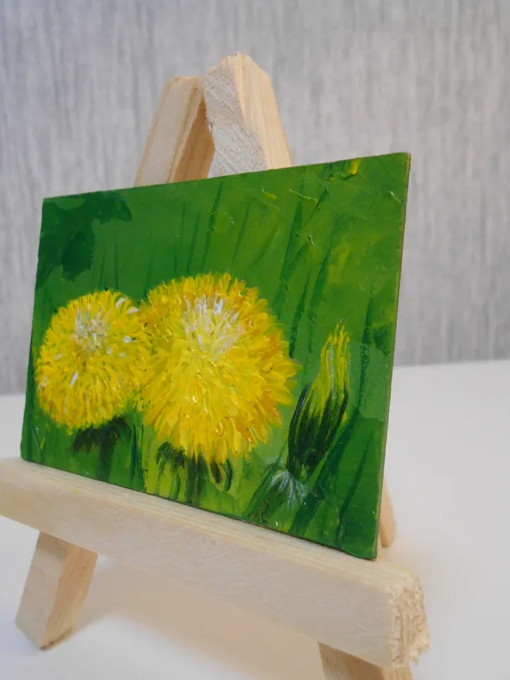 Dandelions.Oil painting.