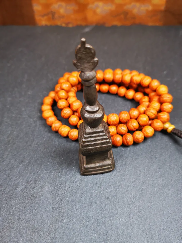 Gandhanra Vintage Tibetan Buddhist Tower Amulet,Stupa,Pagoda Pendant,Made of Thokcha,3.35 inches