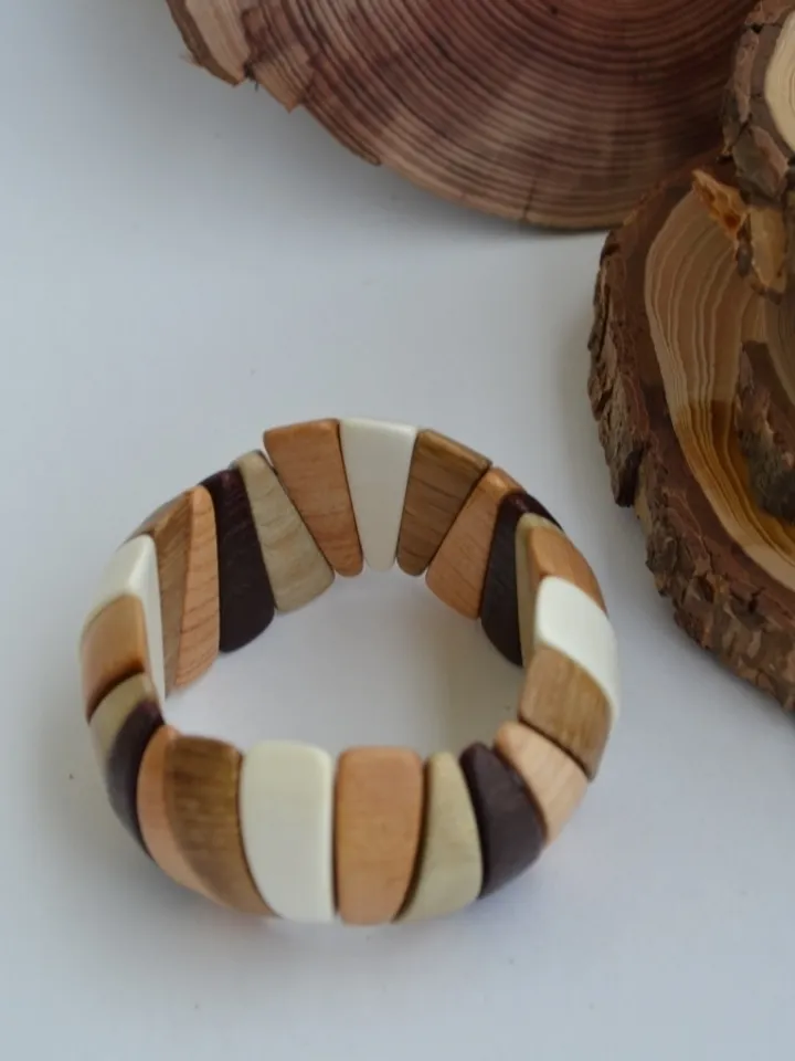 Art Wood wrist bracelet for women bijouterie wooden Boho style