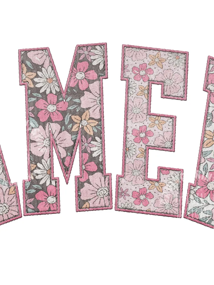 2 files, Amen Faux Embroidered png, Amen png, Easter png, Easter Christian png, Floral Easter png, Bible verse png, Floral sublimation, png