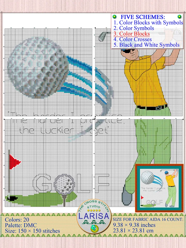 Golf Cross Stitch Pattern | Golfer | Golfing | Golf Player