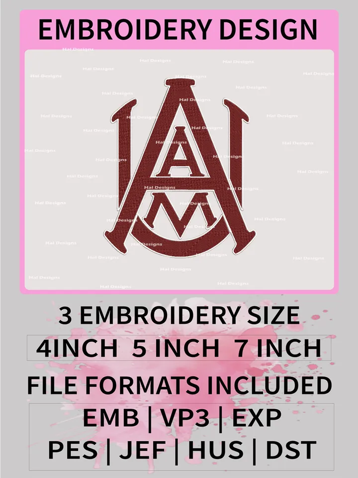 NCAA Alabama A&M Bulldogs Embroidery File, 3 Sizes, 6 Formats, NCAA Machine Embroidery Design, NCAA Logo, NCAA Teams