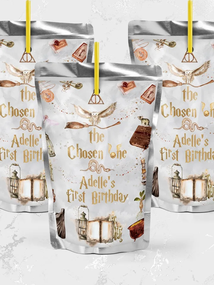 Wizard Juice Label Birthday Party; Magic School 1st Birthday; Editable Wizarding World Juice Label; Magical Party Decoration; W8