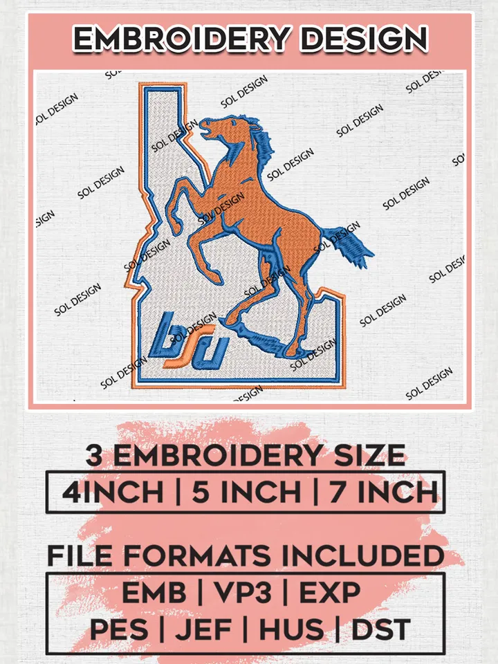 Boise State Broncos College Football Team Map Logo embroidery designs, NCAA Boise State Broncos Logo Machine embroidery files, NCAA Team Logo embroidery designs, NCAA Game Day Machine embroidery designs, Digital Download
