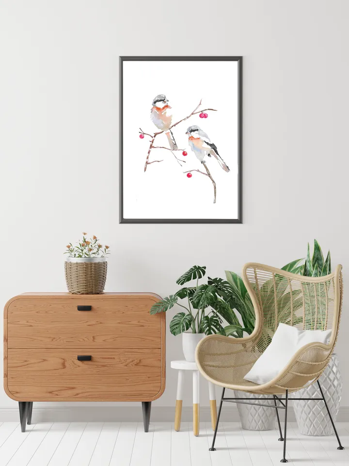 Bullfinch Watercolor Bird Wall Art For Bird Lover Red Bird Painting Christmas Decor Colorful Wall Art Christmas Graphics Bird Lover Gift