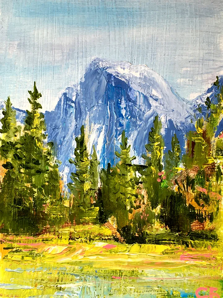 Yosemite National Park Original Oil painting National Park California Landscape Original Art 7 by 5