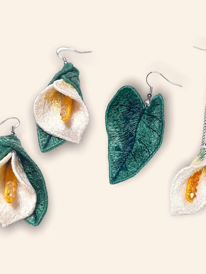 40% OFF! Set of earrings FSL. Machine embroidery design Digital embroidery pattern Free standing lace flower file