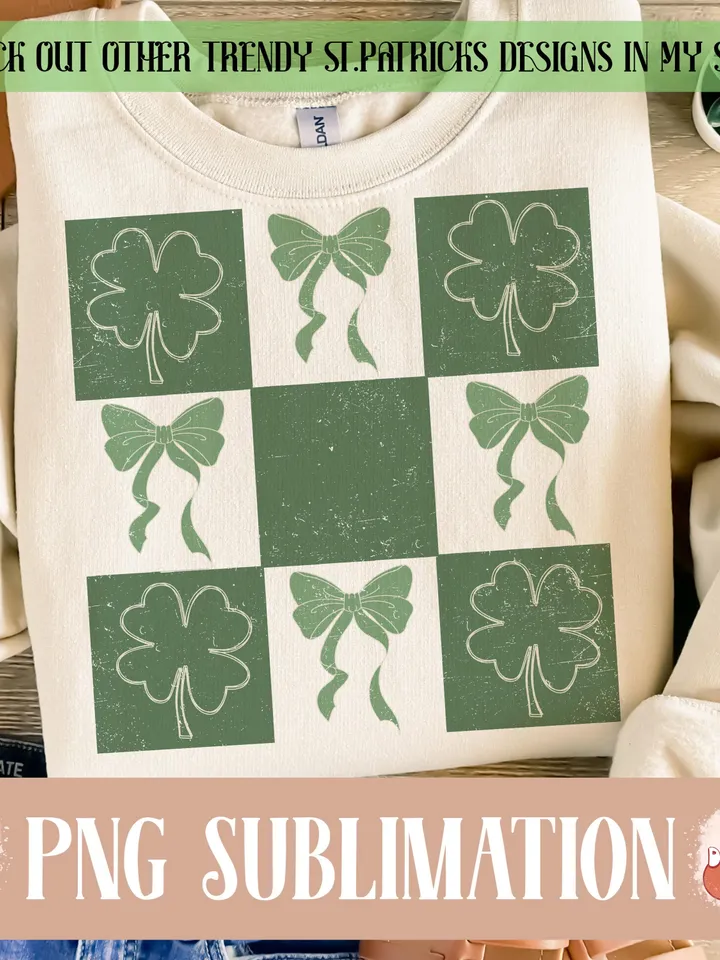 Retro Checkered St Patrick's Day PNG, Lucky Shamrock PNG, Retro St Patrick's Day PNG, St Patricks Coquette Png, Lucky Png, Irish Png, Clover