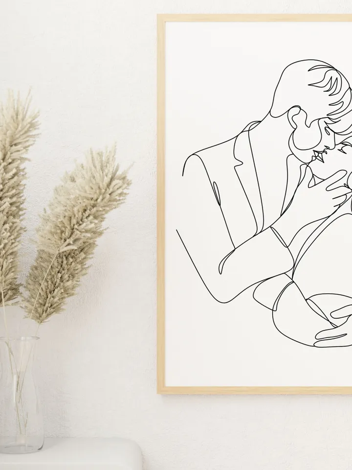 Kissing Couple Wall Art, Kiss Poster, Love Print, Couple Art, Couple In Love, Minimalist Wall Art, Kissing Lips, Couple Line Drawing