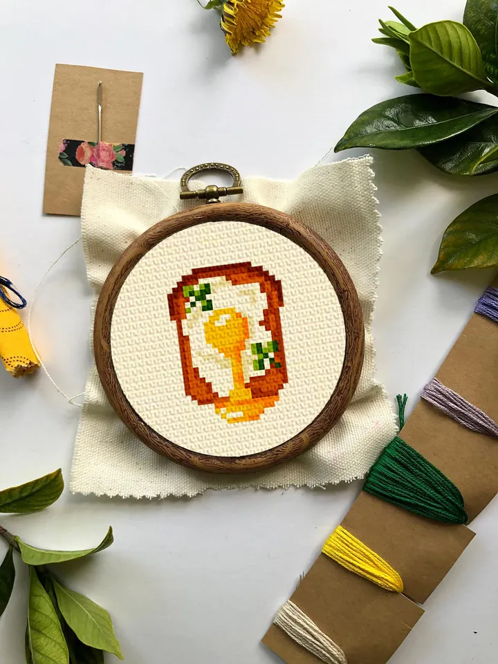 Egg sandwich small cross stitch pattern PDF Mini cross stitch chart, Minimalistic food cross stitch Instant download PDF, Kitchen decor #F12