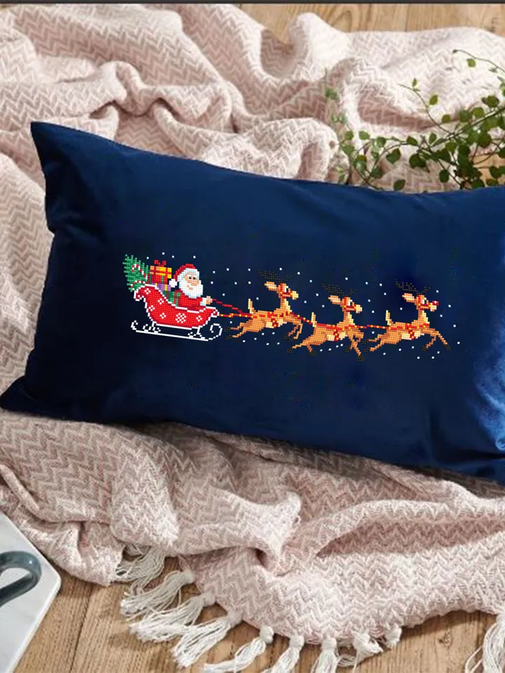 Christmas Santa sleigh and reindeer cross stitch pattern PDF download Deer cross stitch, Christmas pattern digital PDF Flying reindeer #N133