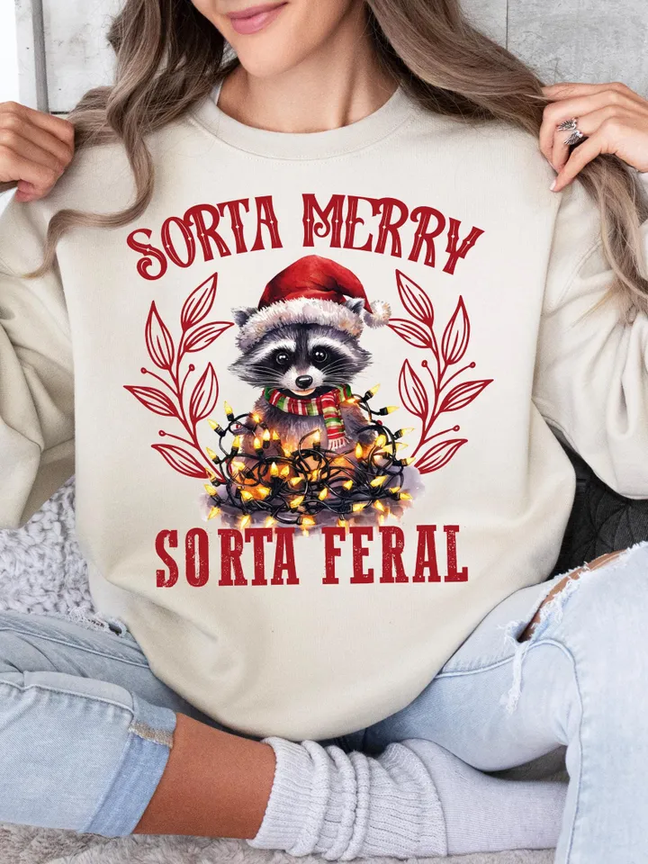 Sorta santa sorta feral PNG, Christmas Season Png, Christmas Feral girl PNG, Christmas png, Retro Christmas Shirt PNG, Funny Christmas