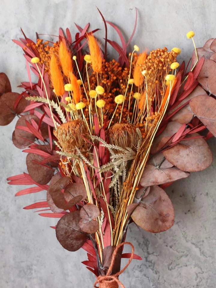 Orange Flower bouquet,boho hair accessories,crown, boho hair accessories, bridal head Bouquet,table vase flowers,natural dried flower