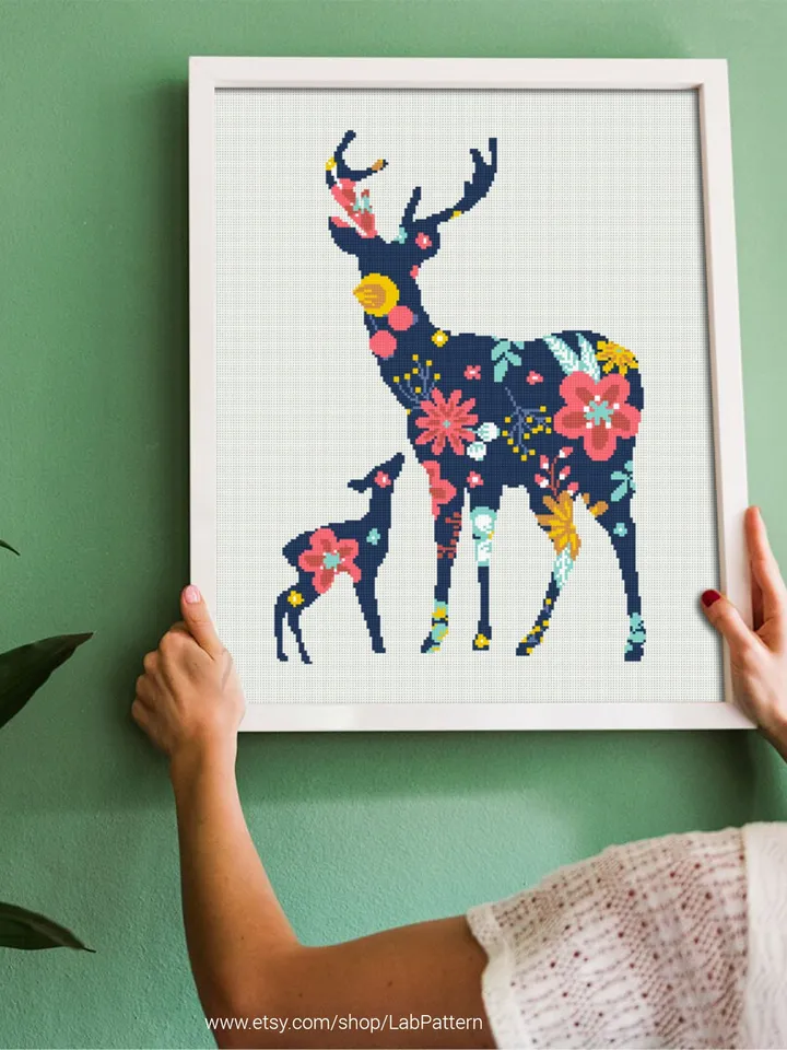 Deer Fawn Silhouette Cross stitch pattern | Embroidery Pattern | Instant Download | Embroidery Designs